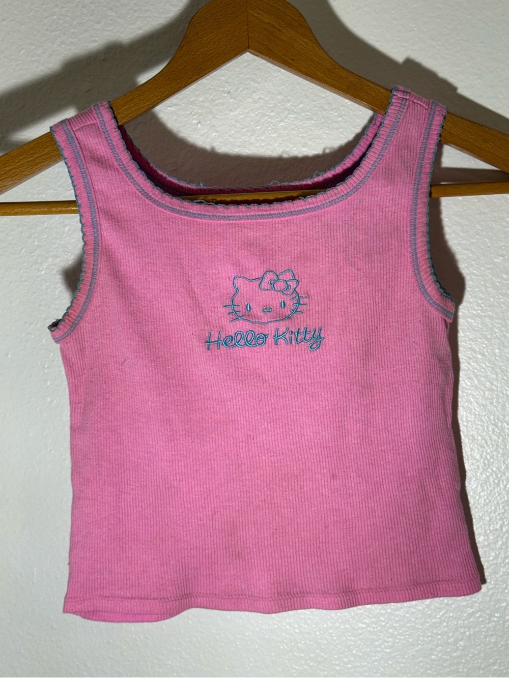 Y2K Hello Kitty Pink Ribbed Tank Top